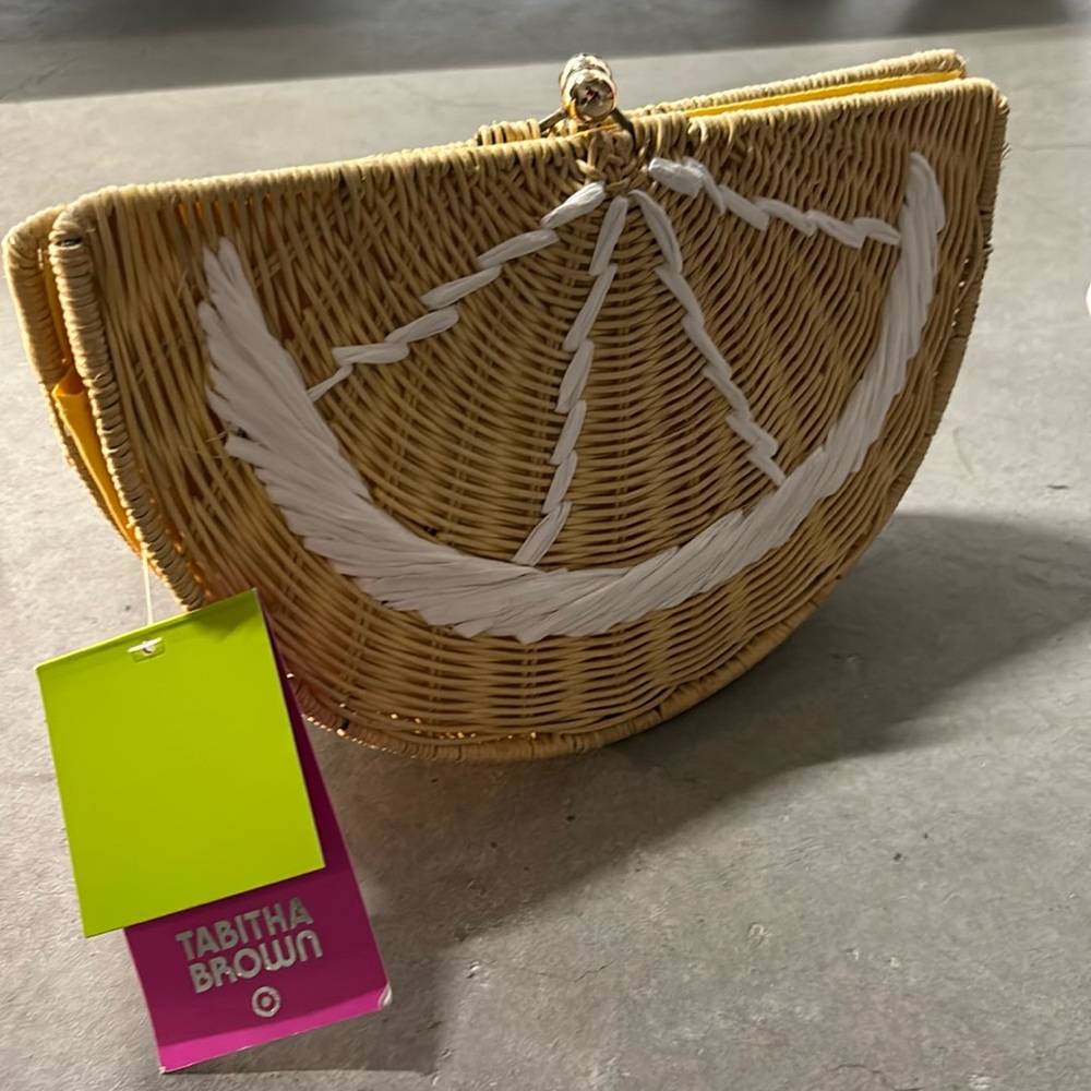 NWT Limited Edition Tabitha Brown x Target Lemon Woven Clutch